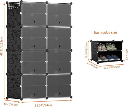 HOMIDEC Shoe Rack, 8 Tier Shoe Storage Cabinet 32 Pair Plastic Shoe Shelves Organizer for Closet Hallway Bedroom Entryway