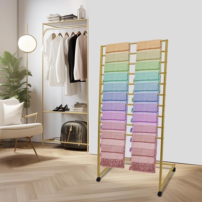 Scarf Organizer, Scarf Display Stand, 10 Tier Metal Scarf Holder Organizer, Floor-standing Scarf Rack for Commercial or Home, Hijab Stand RackTies Belt Pants Hanging Rack
