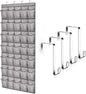 35 Large Pockets Over The Door Shoe Organizer – Sturdy Oxford Fabric Hanging Shoe Rack with Mesh Pockets, Door Shoe Rack with 4 Metal Hooks, Space-Saving Shoe Holder for Closet, Gray