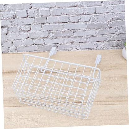 Ciieeo White Hanging Cabinet Storage Basket Organizer for Kitchen Bathroom Office Over Door Rack Holder with Ventilated Rust Resistant Coating Easy Install Storage for Cabinets and