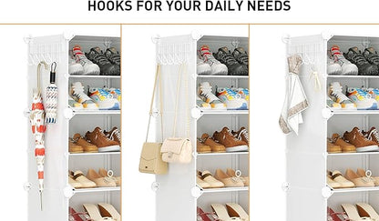 Shoe Storage,8 Tier Shoe Rack Organizer for Closet Shoe Cabinet with Door Shoe Shelves for Closet,Entryway,Hallway,Bedroom