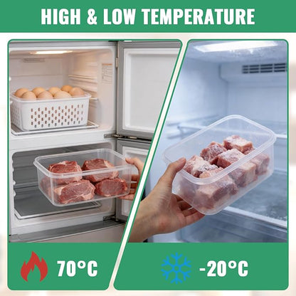5 PCS Fruit Storage Containers for Fridge Berry Storage Containers Veggie Storage with Drain Tray BPA-Free Plastic Fruit Containers with Removable Colander Crisper for Long-Term Freshness