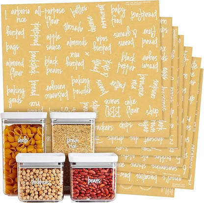 Talented Kitchen Kitchen Labels for Pantry Containers - 375-Pack, White Script on Clear Vinyl - Waterproof Preprinted Jar & Food Storage Container Labels - Kitchen Storage & Organization
