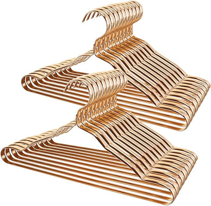 20 Pack Gold Aluminum Coat Hangers, 16.5” Premium Matte Hanger, Lightweight Smooth & Sturdy for Standard Size Suits, Clothing, Jacket, Pant, Dress, Shirts, Skirts