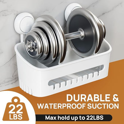 LEVERLOC Shower Caddy Suction Cup Shower Shelves Basket Pack of 2 One Second Installation Removable Powerful Suction Cup Bathroom Organizer Max Hold 22lbs Shower Storage Plastic
