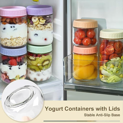 Overnight Oats Containers with Lids, 16oz Wide Mouth Mason Jars with Lids, 6 Pack Glass Jars with Airtight lid for Chia Pudding Yogurt Salad, Meal Prer Oatmeal Jars, Yellow