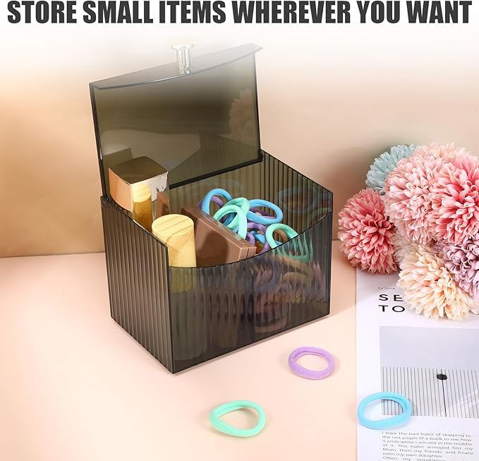 2-Grid Green Qtip Holder Dispenser,Transparent Cotton Ball Holder,Clear Bathroom Organizer with Lid Guest Bathroom Essentials for Cotton Swabs and Balls Container Cosmetics Storage for Vanity