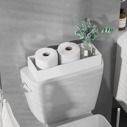 ZHWS Toilet Paper Basket, Bathroom Basket, Toilet Tank Tray for Storage Toiletries, Back of Toilet Organizer, Bathroom Vanity Tray for Makeup, Decorative Tray, Toilet Tank Basket 15" x 6" x 3 White