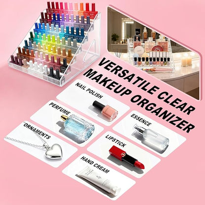 Nail Polish Storage Box Makeup Organizer Cosmetics Storage Transparent Easy to Assemble 7 Layers