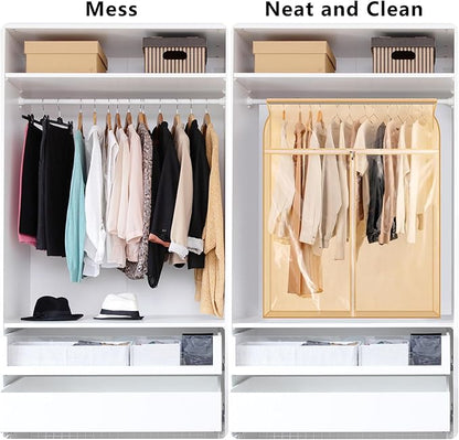 Garment Bags for Hanging Clothes Storage Closet Garment Rack Cover Dust Proof Coat Protector for Suits Jackets with Large Clear Window (Beige)