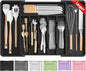 RoomHacks Large Silverware Organizer,Expandable Utensil Drawer Organizer,BPA Free Utensil Holder,Adjustable Silverware Tray Cutlery Drawer Organizer for Kitchen Flatware,Large,Black (6-8 Slots)