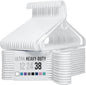 NEATERIZE Thick Heavy Duty Hangers - White Plastic Clothes Hangers 38 Pack - Great for Coat Hanger, Jackets Jeans & Suit Hanger for Closet - New Apartment Essentials Percheros Ganchos para Colgar Ropa