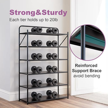 6 Tier No-Assembly Shoe Rack, Foldable Shoes Rack Organizer Without Installation, Portable Solid Metal Shoe Shelves for Closet, Entryway, Front Door Entrance