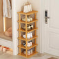 6 Tier Bamboo Shoe Rack, Freestanding Rack Layers Stable Structure Waterproof Large Capacity Storage Organizer for Closet Living Room Hallway Space Saving Us Express Shipping