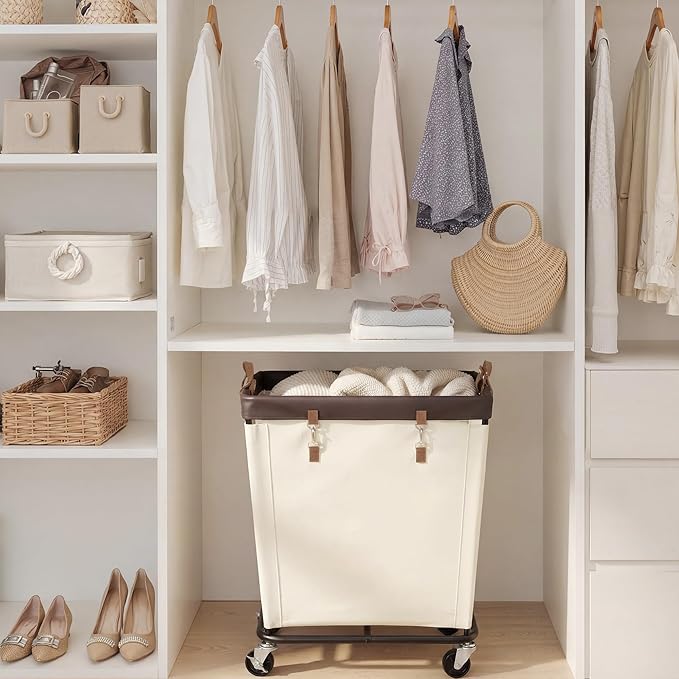 StorageWorks 210L Laundry Basket with Wheels, Extra Large Rolling Hampers for Clothing Organizer, Dirty Clothes Basket for Hotel, Home, Closet, Dorm, Beige