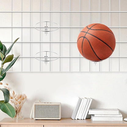PRETYZOOM Hat Rack for Grid Wall Panels Metal Ball Display Holder Organizer for Basketball Football Rugby Caps 9.84X5.51X10.62In Space-Saving Wall Mount Storage for Home Shop