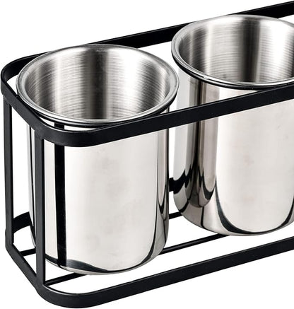 IMEEA Countertop Silverware Caddy, Stainless Steel Flatware Organizer with 3 Compartments for Forks Spoons Knives