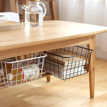 15.2" Metal Wire Baskets for Organizing 6 Pack, Household Pantry Storage Freezer Organizer Bins with Handles, Freezer Baskets for Upright Freezer, Refrigerators, Kitchen Cabinets, White