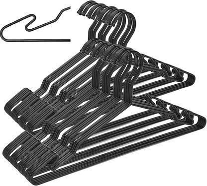 Heavy Duty Metal Hangers with Unique Hook Design Durable & Sturdy Coat Hangers 4mm Thick Withstands 25lbs Weight Smooth Powder Coated Finish Compact Shirt Hangers - 40 Pack Black