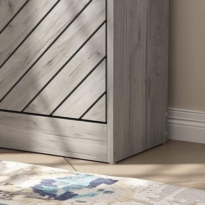 Homsee Modern Shoe Storage Cabinet with 3 Flip Drawers & Twill Louver Doors, Wood 3-Tier Shoe Rack Storage Organizer for Entryway, Hallway & Bedroom, Grey (22.4”L x 9.4”W x 42.3”H)