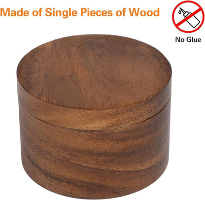 Acacia Wood Salt Cellar Bowl Box, Elegant Salt Container with Swivel Magnetic Lid for Keeping Table Salt, Bath Salt, Sea Salt, Peppers, Herbs or seasonings, One piece Wood No Glue