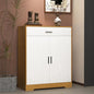 Shoe Cabinet with Drawer, Modern Shoe Storage Cabinet with Doors, 4 Tiers Narrow Shoe Organizer for Entryway, Foyer, Hallway, Natural & White