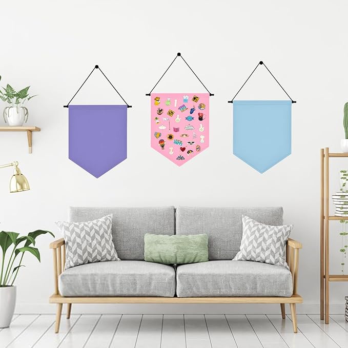 Wall Hanging Brooch Organizer Storage Board Colorful Enamel Pin Badge Canvas Display Banner Earrings Case Collection Holder 12.6x10in(Not Include Any Accessories) (Pink)