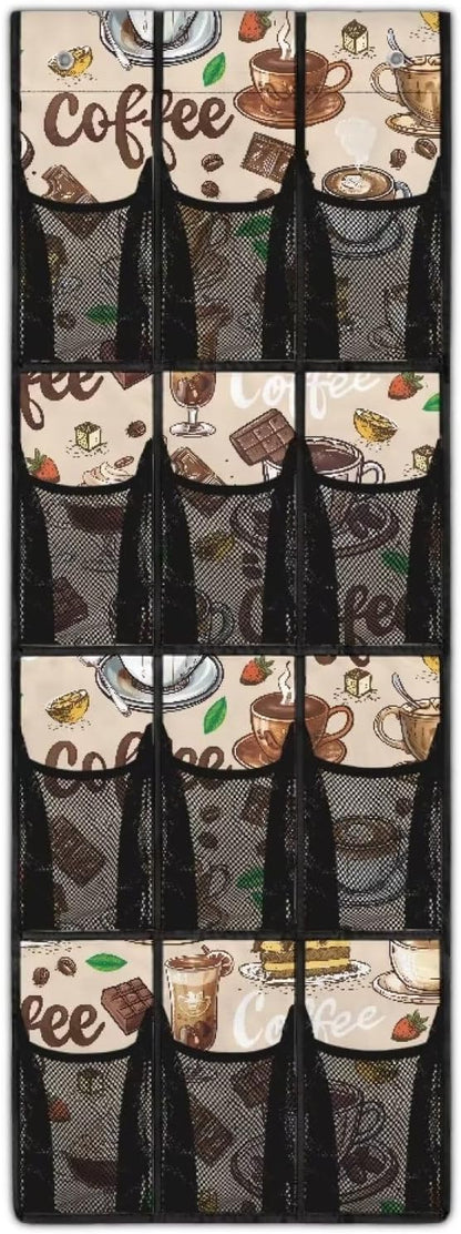 Coffees Over The Door Shoe Organizer 12 Pockets Wall Hanging Storage Space Saving Over The Door Closet Organizer Large Capacity Brown Shoe Holder Hanger for School