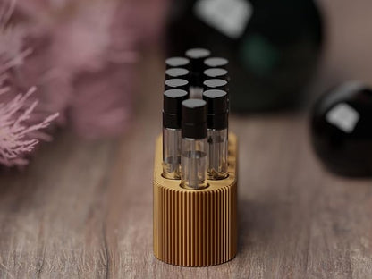 Perfume Sample Organizer for Bathroom or Vanity – Ideal Makeup and Skincare Storage, Desk and Bathroom Counter Organizer, Gift for Her (2mL Gold - Fits Mini Perfume Samples)