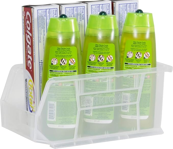 Akro-Mils 30230 AkroBins Plastic Storage Bins, Space-Saving Stackable Bins for Garage, Pantry, Craft Organization, 11" x 5" x 5", Clear, 12-Pack