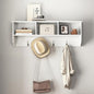 Wall Mounted Coat Rack with 4 Hooks & 3 Shelves, White MDF Entryway Storage, 38.6" Long, Easy Installation