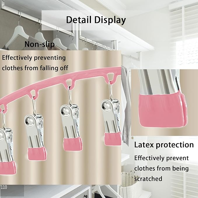 2 Pack Pink Legging Organizer for Closet, Metal Yoga Pants Hangers w/10 Clips Holds 20 Leggings Hangers Space Saving Hanging Organizer w/Rubber Coated Closet for Organizers and Storage