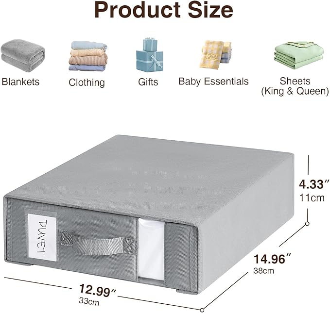 DIMJ Bed Sheet Organizers and Storage 8 Pack - Foldable Sheet Holder for Linen Bedding Storage Box for organization, Sheets Set Holder for Blanke, Towel (King & Queen Size), Grey