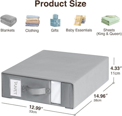 DIMJ Bed Sheet Organizers and Storage 8 Pack - Foldable Sheet Holder for Linen Bedding Storage Box for organization, Sheets Set Holder for Blanke, Towel (King & Queen Size), Grey