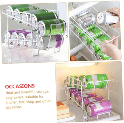 1pc Automatic Coverage Rack White Can Storage Rack for Fridge Kitchen Bar Design Resistant for Spaces