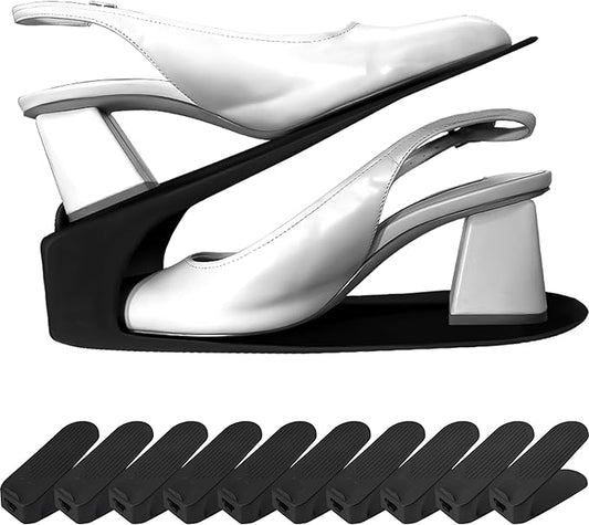 One-Piece Shoe Slot Organizer 10 Pack, Space-Saving Stackers for Closet, Entryway & Shoe Rack | No Assembly Needed