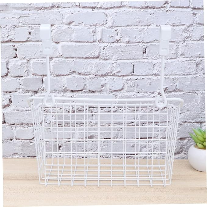 KICHOUSE White over Door Storage Basket Organizer Easy Installation Hanging Rack for Kitchen and Bathroom Ventilated Design for Cabinets and Wardrobes Maximize Space with Stylish Storage