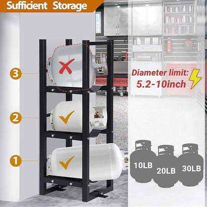 Refrigerant Tank Rack 3x30lb, Stable Refrigerant Cylinder Tank Rack, Cylinder Rack Sufficient Storage for Freon, Gases, Oxygen, Nitrogen, Acetylene