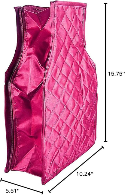 atorakushon 6 Piece Fabric Satin Blouse Cover Clothes Storage Bag Set With Transparent Window Wardrobe Garments Organizers (Pink)