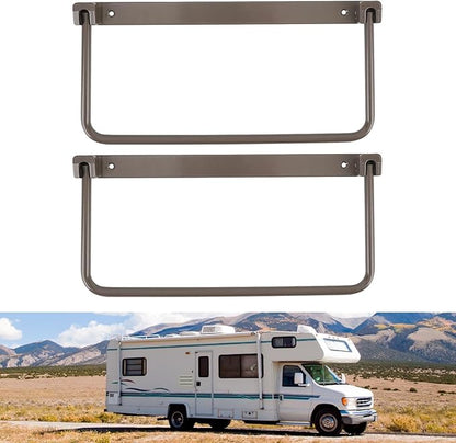 Cyrank Wall Mounted Shoe Storage Rack, Foldable RV Shoe Rack Space Saving Hanging Organizer Aluminum Alloy in Camping RV Travel (Brown)