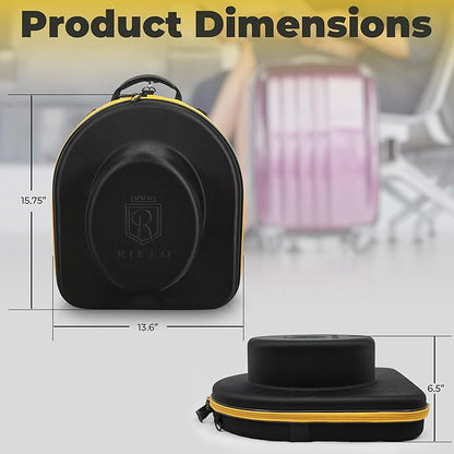 Hat Box for Travel with Shoulder and Luggage Straps, Hat Storage Box for Fedora, Straw, Panama, Trilby, Bowler, Pork Pie Hats and more. Hat Travel Case and Hat Storage Case, Crushproof Hat Box.