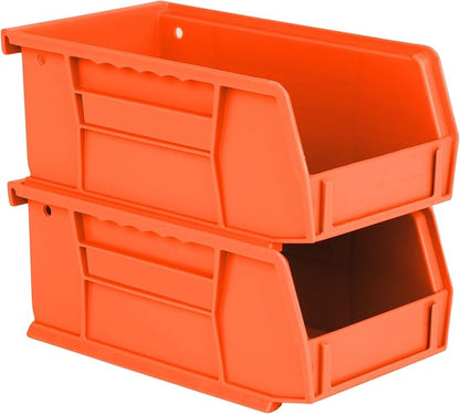 Hudson Exchange 7-1/2" x 4" x 3" Plastic Stackable Storage Bin and Hanging Container (Orange, 1 Pack)