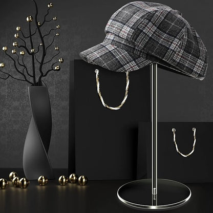 Yookeer 2 Set 16 Inch Clear Acrylic Hat Stands and Wig Display Rack Stands for Multiple Hats Display Tabletop Baseball Caps Watch Tabletop (Round Bottom)