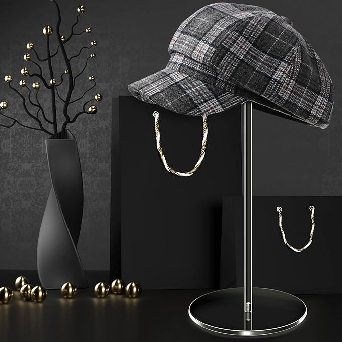 Yookeer 2 Set 12 Inch Clear Acrylic Hat Stands and Wig Display Rack Stands for Multiple Hats Display Tabletop Baseball Caps Watch Helmets Tabletop (Round Bottom)