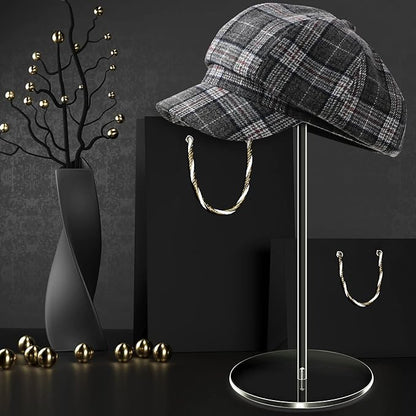 Yookeer 2 Set 12 Inch Clear Acrylic Hat Stands and Wig Display Rack Stands for Multiple Hats Display Tabletop Baseball Caps Watch Helmets Tabletop (Round Bottom)