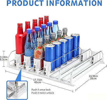 Upgraded Drink Organizer for Fridge，Soda Can Dispenser for Refrigerator，Automatic Self-Pushing Drink Pusher，Space-Saving Fridge Storage，Holds up to 30-35 Cans, 6 Row