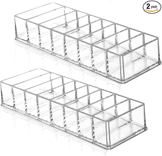 2 Pcs Clear Acrylic Compact Organizer Blushes Highlighters Eyeshadow Makeup Organizer, 8 Spaces