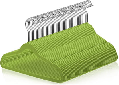 Casafield 50 Velvet Kid's Hangers - 14" Size for Children's Clothes - Lime Green