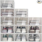 20/24 Pack Shoe Storage Boxes, Clear Plastic Clamshell Shoebox Stackable Shoe Boxes Organizer Foldable Shoe Display Box Shoe Container, Men Women Shoe Storage Box Large Organization (24) (24)