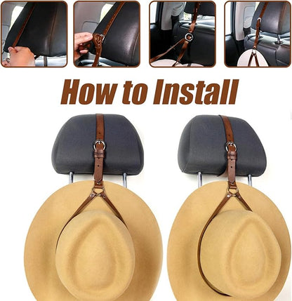 Cowboy Hat Holder for Truck Adjustable Cowboy Hat Rack Leather Soft Hanger Keeps Your Securely